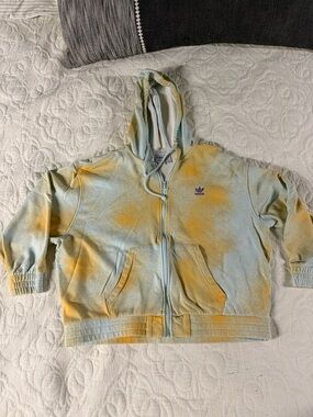 adidas Kids Tie-Dye Zip Hoodie Jacket - Light Blue & Yellow